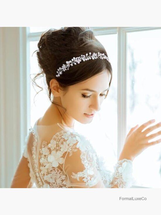 Silver Bridal Headbands With Pearls Hair Vines Wedding Headpieces Prom Hair
